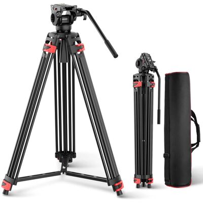 Neewer - 74" Fluid Head Video Tripod - with Smooth Damping & Quick Release Plate (Manfrotto 501 Compatible) - Black Neewer - 74" Fluid Head Video Tripod - with Smooth Damping & Quick Release Plate (Manfrotto 501 Compatible) - Black