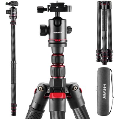 Neewer - Upgraded 80.7" Carbon Fiber Tripod/Monopod - with 360° Ball Head & High 26.5lb Load for Travel - Black Neewer - Upgraded 80.7" Carbon Fiber Tripod/Monopod - with 360° Ball Head & High 26.5lb Load for Travel - Black