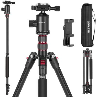 Neewer - 77" Compact Aluminum Travel Tripod - with 360° Ball Head, 2-Section Column & Arca QR for DSLR/Phone Neewer - 77" Compact Aluminum Travel Tripod - with 360° Ball Head, 2-Section Column & Arca QR for DSLR/Phone