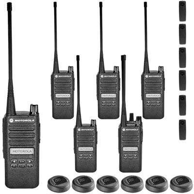 Solutions - Motorola CP100D Analog UHF Portable Two Way Radio With Display and Limited Keypad, - 6 Pack Bundle - Black Solutions - Motorola CP100D Analog UHF Portable Two Way Radio With Display and Limited Keypad, - 6 Pack Bundle - Black