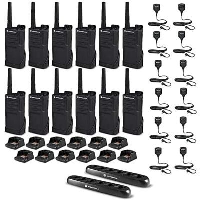 Solutions - 12 x Motorola RMM2050 On-Site 2-Way Radio + 2x 6 Bank Charger - 12 Pack W/ Mics - Black Solutions - 12 x Motorola RMM2050 On-Site 2-Way Radio + 2x 6 Bank Charger - 12 Pack W/ Mics - Black