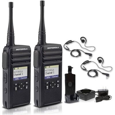 Solutions - Motorola DTR700 900 MHz Digital 2-Way Radio (50 Channels) + 2 x Motorola HKLN4604 Earpiece (2-Pack) - Black Solutions - Motorola DTR700 900 MHz Digital 2-Way Radio (50 Channels) + 2 x Motorola HKLN4604 Earpiece (2-Pack) - Black