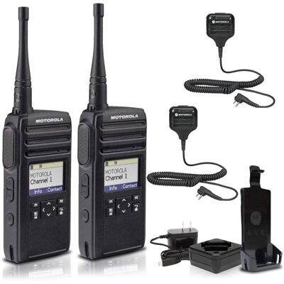 Solutions - Motorola DTR700 900 MHz Digital 2-Way Radio (50 Channels) + 2 x HKLN4606 Remote Speaker Mic (2-Pack) - Black Solutions - Motorola DTR700 900 MHz Digital 2-Way Radio (50 Channels) + 2 x HKLN4606 Remote Speaker Mic (2-Pack) - Black