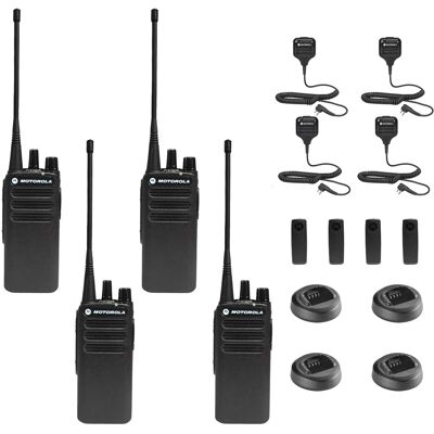 Motorola - CP100D Analog UHF Portable Non-Display Two Way Radio, 16 Channel, - 4 Pack With Mic Bundle - Black Motorola - CP100D Analog UHF Portable Non-Display Two Way Radio, 16 Channel, - 4 Pack With Mic Bundle - Black