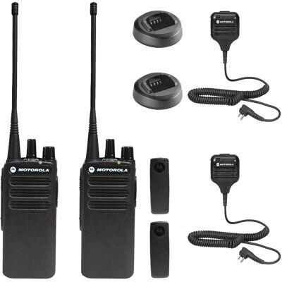 Motorola - CP100D Analog UHF Portable Non-Display Two Way Radio, 16 Channel, 2 Pack With Mic Bundle - Black Motorola - CP100D Analog UHF Portable Non-Display Two Way Radio, 16 Channel, 2 Pack With Mic Bundle - Black