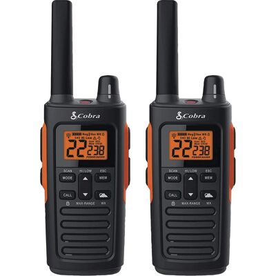 Cobra - 38-Mile, 60-Channel 2-Way Radios (Pair) - Black Cobra - 38-Mile, 60-Channel 2-Way Radios (Pair) - Black