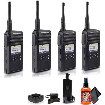 Solutions - Motorola DTR700 900 MHz Digital 2-Way Radio (50 Channels) (4-Pack) with Cleaning Bundle - Black Solutions - Motorola DTR700 900 MHz Digital 2-Way Radio (50 Channels) (4-Pack) with Cleaning Bundle - Black