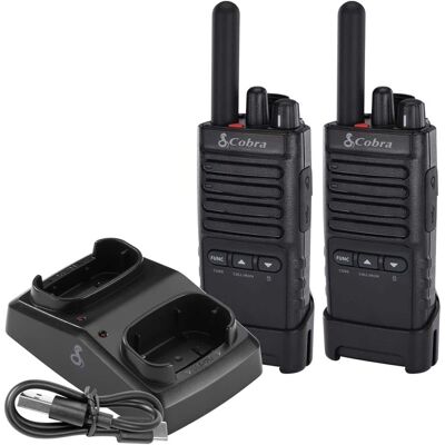 Cobra - PX650 - Professional/Business Walkie Talkies - Rechargeable, 300,000 sq. ft/25 Floor Range, Dust Protected IP54 (2 Pack) - Black Cobra - PX650 - Professional/Business Walkie Talkies - Rechargeable, 300,000 sq. ft/25 Floor Range, Dust Protected IP54 (2 Pack) - Black