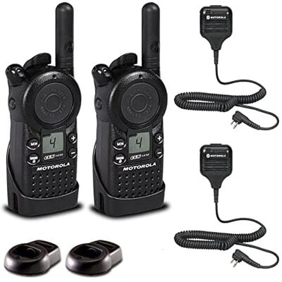 Solutions - 2 x Motorola CLS1410 UHF 1 W 4-Channel 2-Way Radio - 2 Pack With Mic Bundle - Black Solutions - 2 x Motorola CLS1410 UHF 1 W 4-Channel 2-Way Radio - 2 Pack With Mic Bundle - Black