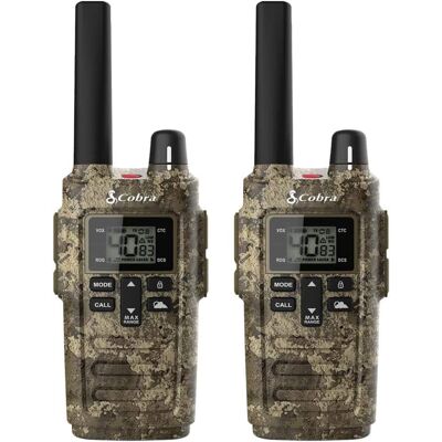 Cobra - RX380 Walkie Talkies (2-Pack) Weather Resistant Two Way Radios Long Range 40 Channels Weather Alerts (TrueTimber Camo) - TrueTimber Strata Camo Cobra - RX380 Walkie Talkies (2-Pack) Weather Resistant Two Way Radios Long Range 40 Channels Weather Alerts (TrueTimber Camo) - TrueTimber Strata Camo