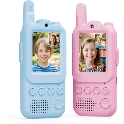 Contixo - Kids Video Walkie Talkies with Camera (2-Pack), 2.0” Video Intercom, Voice & Photo Messaging Toy - Blue/Pink Contixo - Kids Video Walkie Talkies with Camera (2-Pack), 2.0” Video Intercom, Voice & Photo Messaging Toy - Blue/Pink