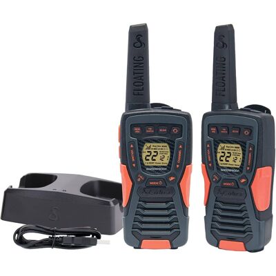Cobra - ACXT1035R FLT Floating Walkie Talkies - Waterproof Rechargeable 37-Mile Two Way Radio NOAA Weather Alert & VOX (2 Pack) - Black/Orange Cobra - ACXT1035R FLT Floating Walkie Talkies - Waterproof Rechargeable 37-Mile Two Way Radio NOAA Weather Alert & VOX (2 Pack) - Black/Orange