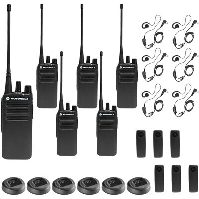 Solutions - Motorola CP100D Analog UHF Portable Non-Display Two Way Radio, 16 Channel, - 6 Pack With Mics Bundle - Black Solutions - Motorola CP100D Analog UHF Portable Non-Display Two Way Radio, 16 Channel, - 6 Pack With Mics Bundle - Black