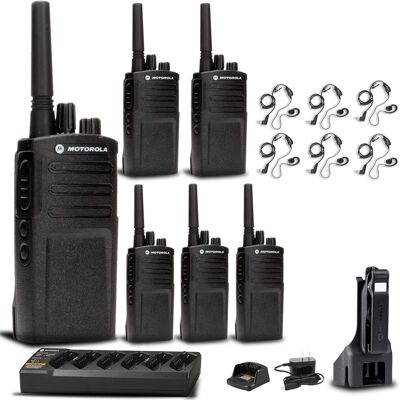 Solutions - Motorola Charger + 6 x Motorola RMV2080 2-Way Radio + Motorola Earpiece + More - Black Solutions - Motorola Charger + 6 x Motorola RMV2080 2-Way Radio + Motorola Earpiece + More - Black