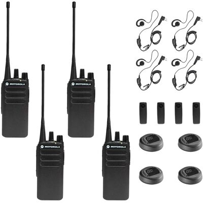Solutions - Motorola CP100D Analog UHF Portable Non-Display Two Way Radio, 16 Channel, - 4 Pack With Mic Bundle - Black Solutions - Motorola CP100D Analog UHF Portable Non-Display Two Way Radio, 16 Channel, - 4 Pack With Mic Bundle - Black
