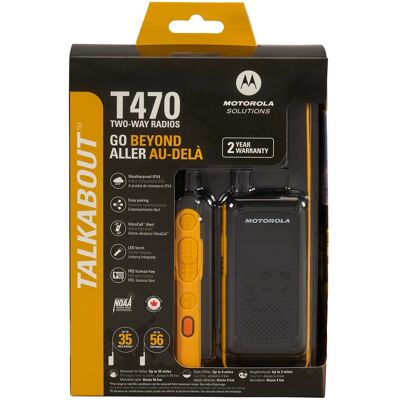 Motorola - Solutions T470 Two-Way Radio Black W/Yellow Rechargeable Two Pack - Black / Yellow Motorola - Solutions T470 Two-Way Radio Black W/Yellow Rechargeable Two Pack - Black / Yellow