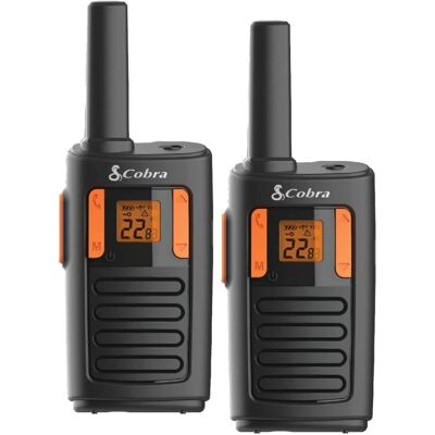 Cobra - RX180 Walkie Talkies – 18-Mile Range Signal, 22 Channels, NOAA Weather Alerts, 10 Call Tones, Voice-Activated 2-Pack - Black/Orange Cobra - RX180 Walkie Talkies – 18-Mile Range Signal, 22 Channels, NOAA Weather Alerts, 10 Call Tones, Voice-Activated 2-Pack - Black/Orange