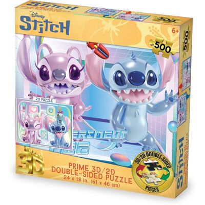 PopMarket - Disney Stitch and Angel 500pc 24x18 in 3D/2D Double-Sided Puzzle - COLLECTIBLES - Multicolor PopMarket - Disney Stitch and Angel 500pc 24x18 in 3D/2D Double-Sided Puzzle - COLLECTIBLES - Multicolor