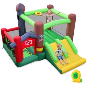 Costway - Inflatable Bounce House Kids Castle Slide Bouncer with 680W Blower - Multi-Color Costway - Inflatable Bounce House Kids Castle Slide Bouncer with 680W Blower - Multi-Color