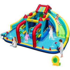 Costway - Inflatable Water Park with Climbing Wall Splash Pool Water Cannons 680W Blower - Multicolor Costway - Inflatable Water Park with Climbing Wall Splash Pool Water Cannons 680W Blower - Multicolor