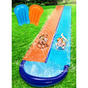 Joyfy - 32.5ft Double Water Slide with 2 BodyBoards, Backyard Lawn Waterslides with Sprinkler, Outdoor Water Splash Slide Toy Joyfy - 32.5ft Double Water Slide with 2 BodyBoards, Backyard Lawn Waterslides with Sprinkler, Outdoor Water Splash Slide Toy