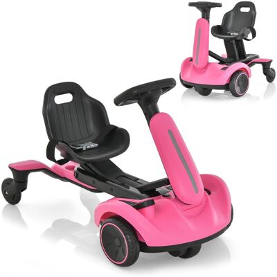 Costway - 6V Kids Ride On Drift Car Electric Drifting Go Kart for Kids with 360° Spin - Pink Costway - 6V Kids Ride On Drift Car Electric Drifting Go Kart for Kids with 360° Spin - Pink