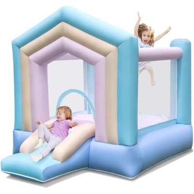 Costway - Kids Bounce House with Slide Basketball Rim Inflatable Basketball Without Blower - Multicolor Costway - Kids Bounce House with Slide Basketball Rim Inflatable Basketball Without Blower - Multicolor