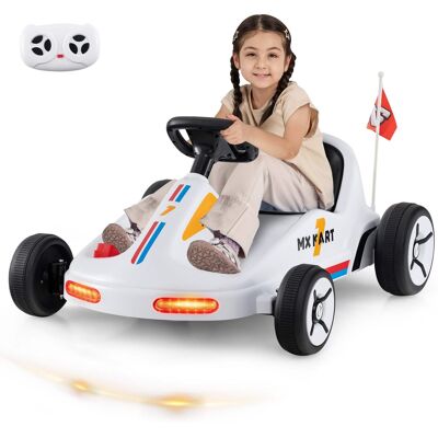 Costway - 12V Kids Electric Go Kart 7AH Battery Powered Ride on Race Toy with Remote Control - White Costway - 12V Kids Electric Go Kart 7AH Battery Powered Ride on Race Toy with Remote Control - White