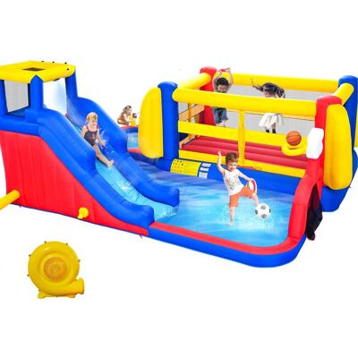 Loheer - 7 in 1 Inflatable Water Park with Slide Deep Pool Climbing Wall Basketball Hoop Kids Backyard Bounce House Loheer - 7 in 1 Inflatable Water Park with Slide Deep Pool Climbing Wall Basketball Hoop Kids Backyard Bounce House