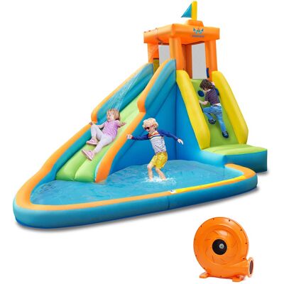 Costway - Kids Bounce House Castle Splash Water Pool with 740W Blower - Multicolor Costway - Kids Bounce House Castle Splash Water Pool with 740W Blower - Multicolor