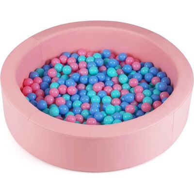 Costway - 42.5" Round Foam Ball Pits with 25D Sponge Filling Washable PU Cover for Kids Gift - Pink Costway - 42.5" Round Foam Ball Pits with 25D Sponge Filling Washable PU Cover for Kids Gift - Pink