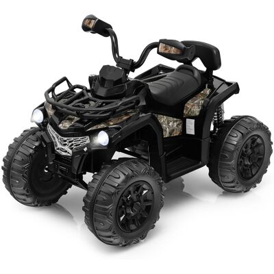 Costway - 12V Kids Ride On ATV Electric 4-Wheeler Quad 2 Speeds with Mp3 & Headlights - Dark Black Costway - 12V Kids Ride On ATV Electric 4-Wheeler Quad 2 Speeds with Mp3 & Headlights - Dark Black