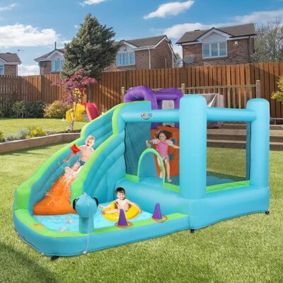Winado - Jump Bounce House with 350W Air Blower, Inflatable Water Slide for Backyard, Lawn, Outdoor Bouncy Castle W/Pool Area Winado - Jump Bounce House with 350W Air Blower, Inflatable Water Slide for Backyard, Lawn, Outdoor Bouncy Castle W/Pool Area