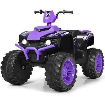 Costway - 12V Kids 4-Wheeler ATV Quad Ride on Car W/ LED Lights Music USB - Purple Costway - 12V Kids 4-Wheeler ATV Quad Ride on Car W/ LED Lights Music USB - Purple