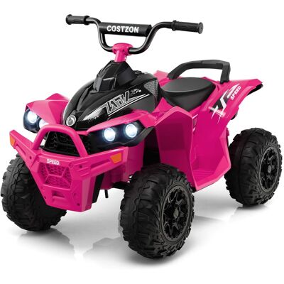 Costway - 12V Battery Powered Kids Ride On ATV Electric 4-Wheeler Quad Car with MP3 & Light - Pink Costway - 12V Battery Powered Kids Ride On ATV Electric 4-Wheeler Quad Car with MP3 & Light - Pink