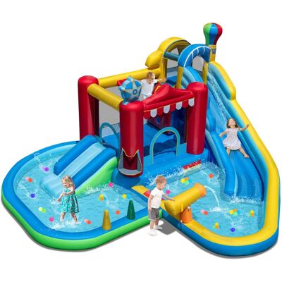 Costway - Inflatable Water Park Kids Blow up Water Slide with Splash Pool Water Cannon With 950W Blower - Multicolor Costway - Inflatable Water Park Kids Blow up Water Slide with Splash Pool Water Cannon With 950W Blower - Multicolor