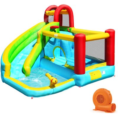Costway - Inflatable Kids Water Slide Jumper Bounce House Splash Water Pool with 550W Blower - Multicolor Costway - Inflatable Kids Water Slide Jumper Bounce House Splash Water Pool with 550W Blower - Multicolor