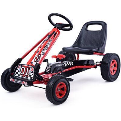 Costway - 4 Wheels Kids Ride On Pedal Powered Bike Go Kart Racer Car Outdoor Play Toy - Red Costway - 4 Wheels Kids Ride On Pedal Powered Bike Go Kart Racer Car Outdoor Play Toy - Red