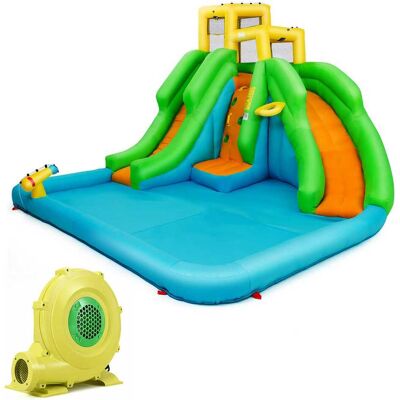 Costway - Inflatable Water Park Bounce House Two-Slide Bouncer with Climbing Wall&480W Blower - Multicolour Costway - Inflatable Water Park Bounce House Two-Slide Bouncer with Climbing Wall&480W Blower - Multicolour