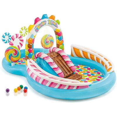Intex - Kids Inflatable Candy Zone Play Center Pool w/ Waterslide Intex - Kids Inflatable Candy Zone Play Center Pool w/ Waterslide