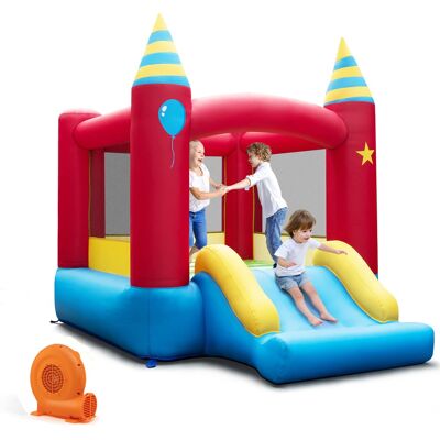 Costway - Inflatable Bounce Castle Kids Jumping Bouncer Indoor Outdoor with 550W Blower - Multicolor Costway - Inflatable Bounce Castle Kids Jumping Bouncer Indoor Outdoor with 550W Blower - Multicolor
