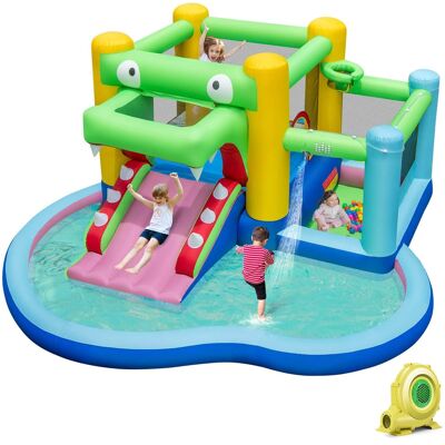 Costway - 5-in-1 Inflatable Bounce House with Slide Splash Pool Ball Pit & Basket Hoop - Multicolor Costway - 5-in-1 Inflatable Bounce House with Slide Splash Pool Ball Pit & Basket Hoop - Multicolor