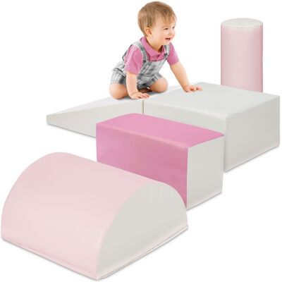 Best Choice Products - Soft Foam Climbing Blocks for Toddlers, 5-Piece Play Set, Easy-Clean Vinyl - Pink - 5-Piece - Pink Best Choice Products - Soft Foam Climbing Blocks for Toddlers, 5-Piece Play Set, Easy-Clean Vinyl - Pink - 5-Piece - Pink