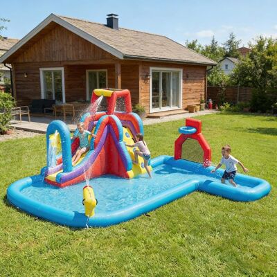 Loheer - Inflatable Water Park Blow Up Water Slide Bouncy Castle with 480W Blower Kids Backyard Splash Pool 6 in 1 Loheer - Inflatable Water Park Blow Up Water Slide Bouncy Castle with 480W Blower Kids Backyard Splash Pool 6 in 1