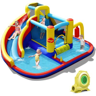 Gymax - 7-in-1 Inflatable Water Slide Water Park Kids Bounce Castle With 735W Air Blower - Multicolor Gymax - 7-in-1 Inflatable Water Slide Water Park Kids Bounce Castle With 735W Air Blower - Multicolor