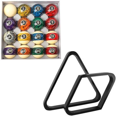 GSE Games & Sports Expert - 2 1/4-Inch Dark Marble Swirl Professional Billiards Pool Balls Set with Pool Ball Racks Set - Black GSE Games & Sports Expert - 2 1/4-Inch Dark Marble Swirl Professional Billiards Pool Balls Set with Pool Ball Racks Set - Black