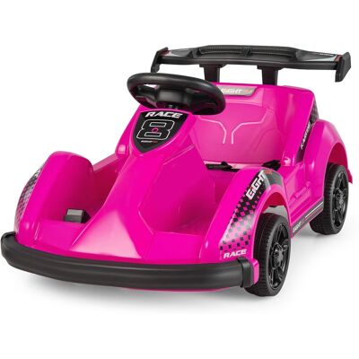 Costway - 6V Battery Powered Go Kart Kids Ride On 4 Wheel Racer RC w/ Bumper & Music - Pink Costway - 6V Battery Powered Go Kart Kids Ride On 4 Wheel Racer RC w/ Bumper & Music - Pink