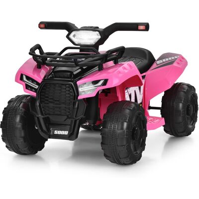 Costway - 6V Kids ATV Quad Electric Ride On Car Toy Toddler with LED Light MP3 - Pink Costway - 6V Kids ATV Quad Electric Ride On Car Toy Toddler with LED Light MP3 - Pink