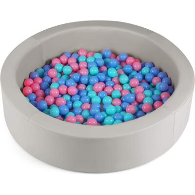 Costway - 42.5" Round Foam Ball Pits with 25D Sponge Filling Washable PU Cover for Kids Gift - Gray Costway - 42.5" Round Foam Ball Pits with 25D Sponge Filling Washable PU Cover for Kids Gift - Gray