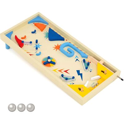 Costway - Wooden Pinball Machine with 3 Balls, for Kids 8+ & Adults, Marble Pinball Toy - Colorful Costway - Wooden Pinball Machine with 3 Balls, for Kids 8+ & Adults, Marble Pinball Toy - Colorful